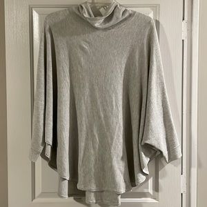Gently worn light grey cowl neck poncho sweater.